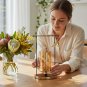 ANYDECO 34cm Candle Holder Flower Vase, Tabletop Modern Home Decor with Metal Base