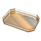 ANYHOUZ 29cm Gold Rectangle Mirror Tray with Handle, Vanity & Jewelry Organizer
