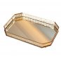 ANYHOUZ 29cm Gold Rectangle Mirror Tray with Handle, Vanity & Jewelry Organizer