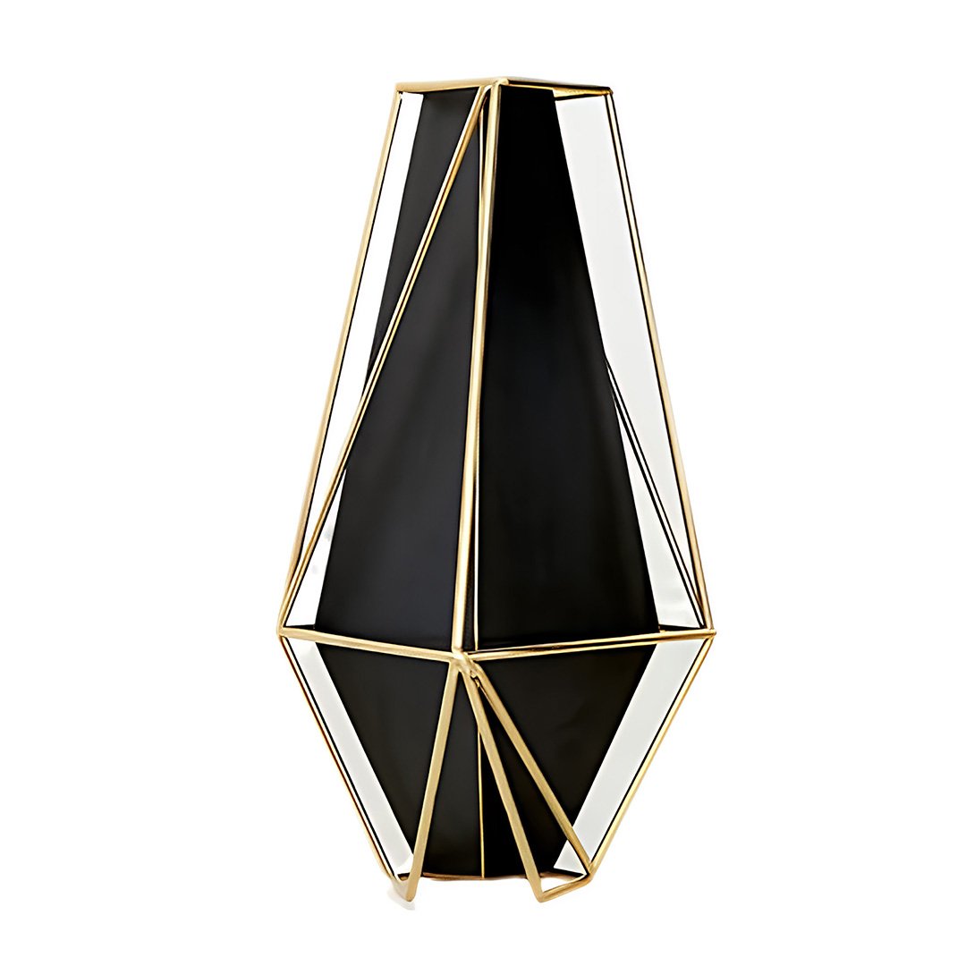 ANYDECO 39cm Gold Black Luxury Tabletop Decor, Modern Metal Home Ornament
