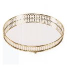 ANYHOUZ 25cm Gold Round Glass Mirror Tray with Handle, Vanity & Jewelry Organizer ANYHOUZ 25cm Gold Round Glass Mirror Tray with Handle, Vanity & Jewelry Organizer