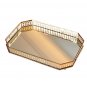 ANYHOUZ 35cm Gold Rectangle Glass Mirror Tray with Handle, Vanity & Jewelry Organizer