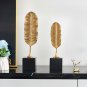 ANYHOUZ 37.5cm Gold Feather Sculpture, Tabletop Modern Home Decor Metal Ornament