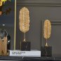 ANYHOUZ 37.5cm Gold Feather Sculpture, Tabletop Modern Home Decor Metal Ornament