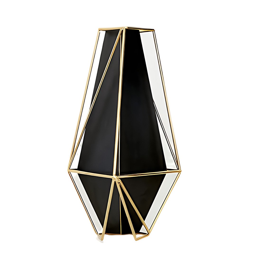 ANYDECO 34cm Gold Black Luxury Tabletop Decor, Modern Metal Home Ornament