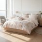 Anycozy Luxury Egyptian Cotton Duvet Cover Set with Flat Sheet, Ultra Soft Embroidery