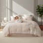 Anycozy Luxury Egyptian Cotton Duvet Cover Set with Flat Sheet, Ultra Soft Embroidery