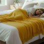Anycozy Yellow Throw Blanket Knit Plaid Sofa Cover with Tassels 130x230cm