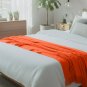 Anycozy Orange Faux Cashmere Throw Blanket Diamond Knit 130x230cm
