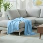 Anycozy Sky Blue Faux Cashmere Throw Blanket Diamond Knit 130x230cm
