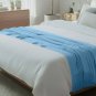 Anycozy Sky Blue Faux Cashmere Throw Blanket Diamond Knit 130x230cm