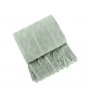 Anycozy Gray Faux Cashmere Throw Blanket Diamond Knit 130x180cm