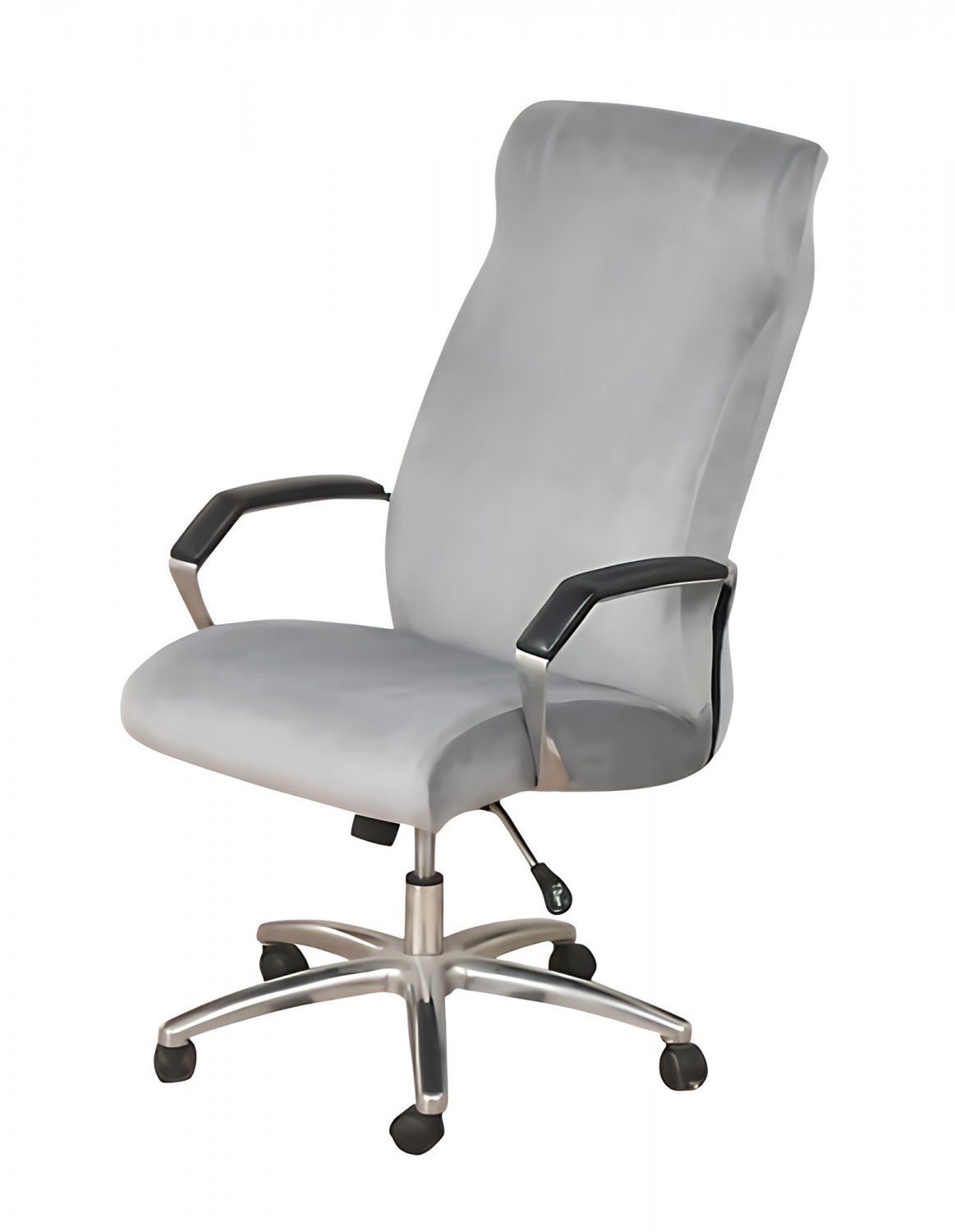 Anyseat Office Chair Cover Grey Velvet Zippered Stretchable High Back Protector Slipcover