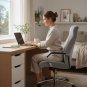 Anyseat Office Chair Cover Grey Velvet Zippered Stretchable High Back Protector Slipcover