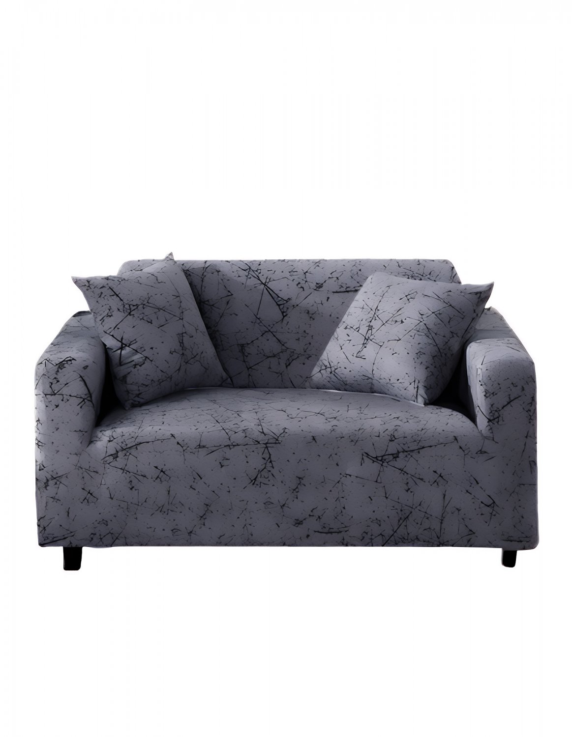 Anyseat 2-Seater Sofa Cover Marble Gray, Elastic Stretch Slipcover for Living Room