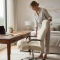Anyseat Office Chair Cover Ivory Velvet Zippered Stretchable High Back Protector Slipcover