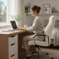 Anyseat Office Chair Cover Ivory Velvet Zippered Stretchable High Back Protector Slipcover