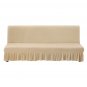Anyseat Sofa Cover Beige Armless Futon Slipcover with Ruffle Skirt Stretch Sofa Bed Protector