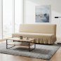Anyseat Sofa Cover Beige Armless Futon Slipcover with Ruffle Skirt Stretch Sofa Bed Protector