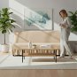 Anyseat Sofa Cover Beige Armless Futon Slipcover with Ruffle Skirt Stretch Sofa Bed Protector