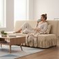 Anyseat Sofa Cover Beige Armless Futon Slipcover with Ruffle Skirt Stretch Sofa Bed Protector