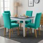 Anyseat Chair Cover Peacock Blue Velvet Plush Slipcover for Dining Kitchen