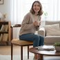 Anyseat Chair Cover Light Brown Fur Stretch Seat Cover for Home Dinning Kitchen Washable Removable