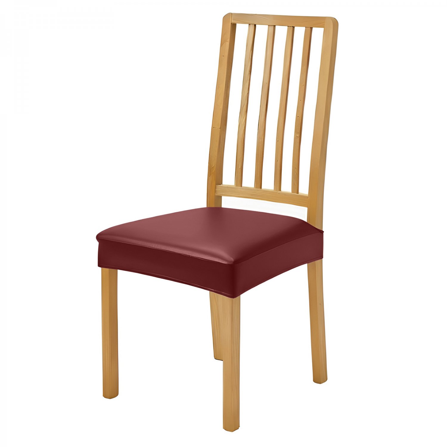 Anyseat Wine Red PU Leather Chair Cover, Slipcover for Dining, Kitchen & Banquet Use