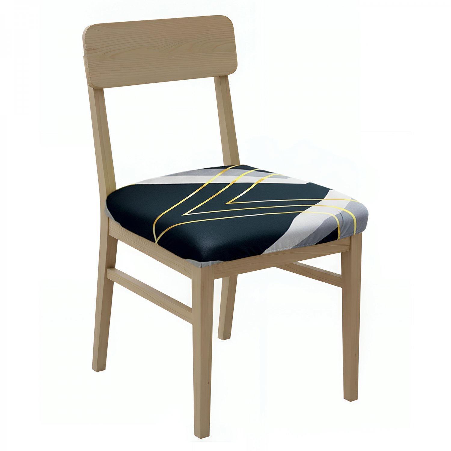 Anyseat Black White Gold Triangle Chair Cover, Stretch, Washable & Removable