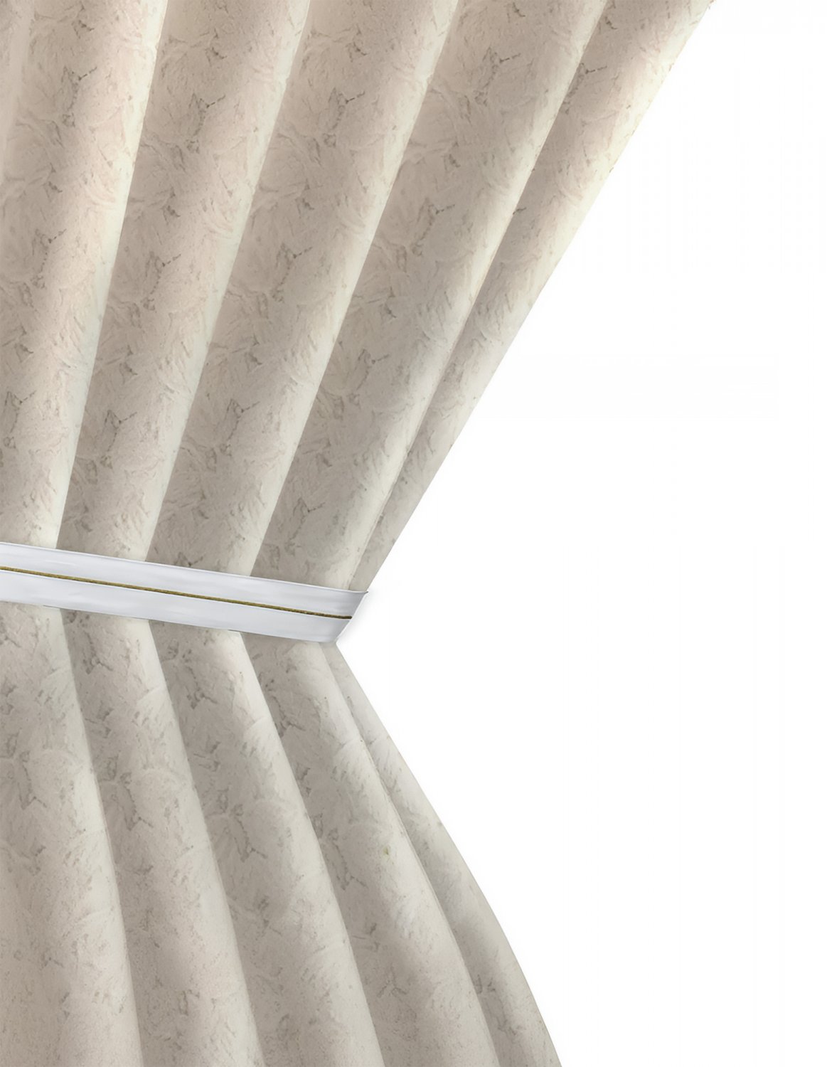 Anydrape Beige Jacquard Lace Blackout Curtain, Grommet, Hooks, Pencil Pleat & Rod Pocket