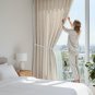 Anydrape Beige Jacquard Lace Blackout Curtain, Grommet, Hooks, Pencil Pleat & Rod Pocket