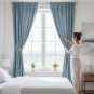 Anydrape Blue 3D Leaves Blackout Curtain, Grommet, Hooks, Pencil Pleat & Rod Pocket