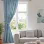 Anydrape Blue 3D Leaves Blackout Curtain, Grommet, Hooks, Pencil Pleat & Rod Pocket