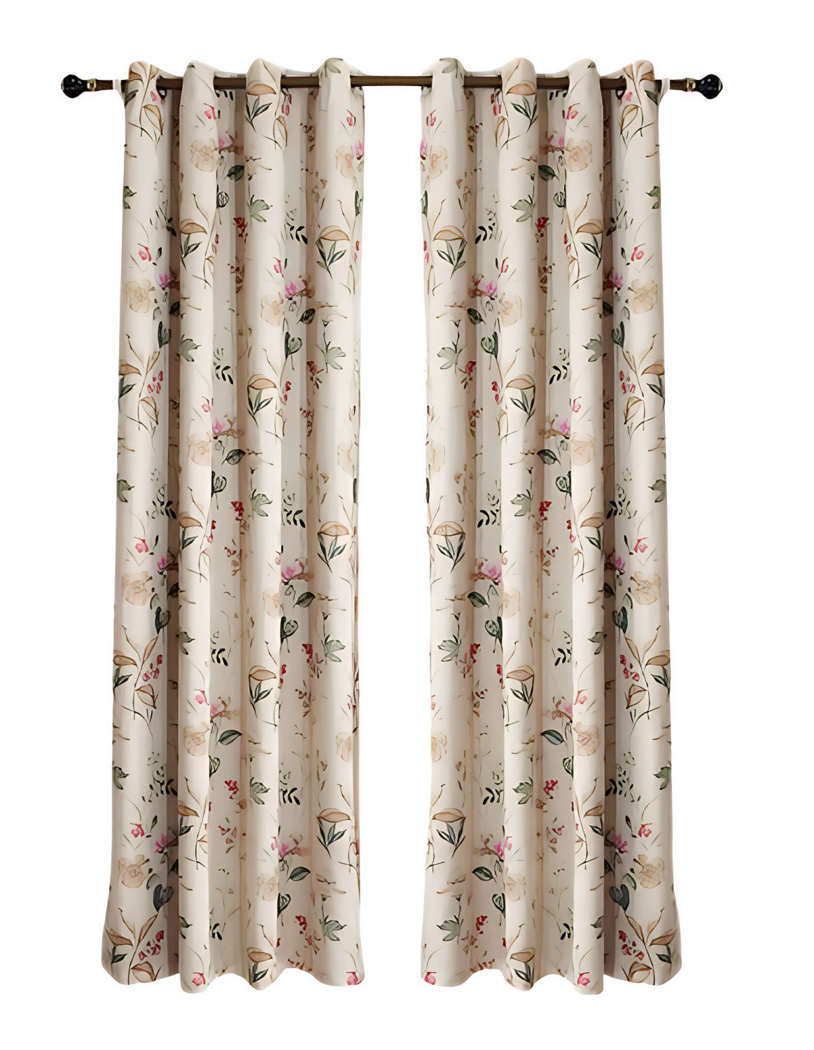 Anydrape Beige Flower Curtain, Grommet, Hooks, Pencil Pleat & Rod Pocket, Modern Luxury