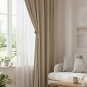 Anydrape Beige Velvet Blackout Curtain, Grommet, Hooks, Pencil Pleat & Rod Pocket