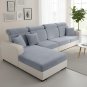 Anyseat Pastel Blue L-Shape Sofa Cover, Polyester Chenille, Thick & Stretchable, Back Cushion