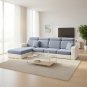 Anyseat Pastel Blue L-Shape Sofa Cover, Polyester Chenille, Thick & Stretchable, Back Cushion