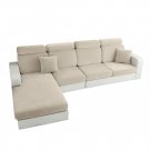 Anyseat Beige L-Shape Sofa Cover, Chenille, Thick & Stretchable, Large Head Cushion