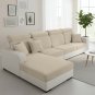 Anyseat Beige L-Shape Sofa Cover, Chenille, Thick & Stretchable, Back Cushion
