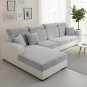 Anyseat Light Gray L-Shape Sofa Cover, Chenille, Thick & Stretchable, Back Cushion