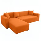 Anyseat 4-Seater Sofa Cover, Plain Orange, Elastic Stretch, Protective Slipcover