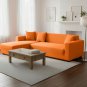 Anyseat 4-Seater Sofa Cover, Plain Orange, Elastic Stretch, Protective Slipcover