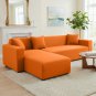 Anyseat 4-Seater Sofa Cover, Plain Orange, Elastic Stretch, Protective Slipcover