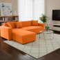 Anyseat 4-Seater Sofa Cover, Plain Orange, Elastic Stretch, Protective Slipcover