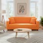 Anyseat 3-Seater Sofa Cover, Plain Orange, Elastic Stretch, Protective Slipcover
