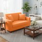 Anyseat 2-Seater Sofa Cover, Plain Orange, Elastic Stretch, Protective Slipcover