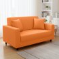 Anyseat 2-Seater Sofa Cover, Plain Orange, Elastic Stretch, Protective Slipcover