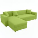 Anyhouz 4-Seater Sofa Cover, Plain Apple Green, Elastic Stretch, Protective Slipcover