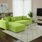 Anyhouz 4-Seater Sofa Cover, Plain Apple Green, Elastic Stretch, Protective Slipcover