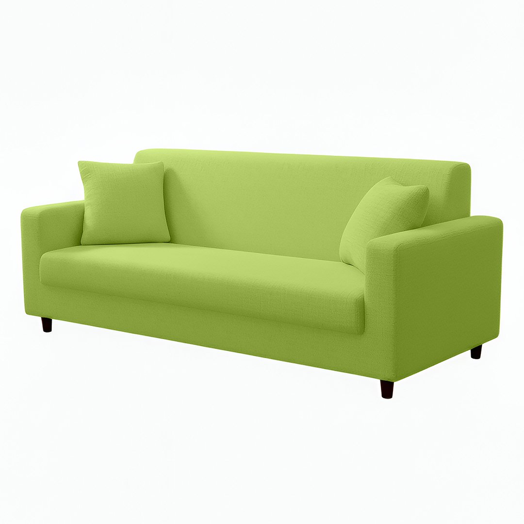 Anyhouz 3-Seater Sofa Cover, Plain Apple Green, Elastic Stretch, Protective Slipcover